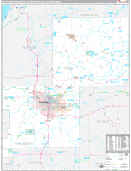 South Bend-Mishawaka Metro Area Wall Map Premium Style 2024
